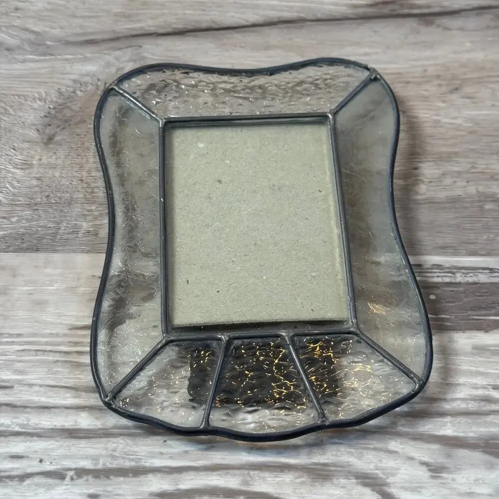 Textured Glass Photo Frame 4x6 Wavy Pewter Tone Tabletop